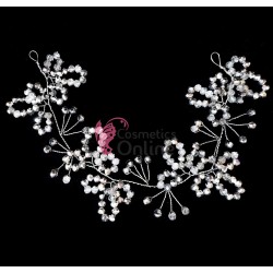 Accesoriu modern pentru decor par WED44 Argintiu cu cristale de 28cm - Hematite